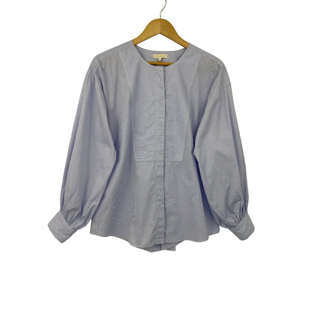ANN MASHBURN Blue Striped Blouse